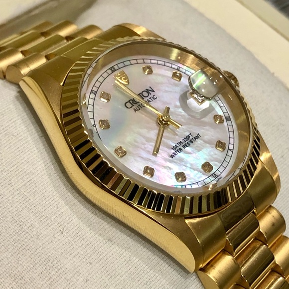 {SOLD ON MERCARI} Croton Presidential Automatic Diamond Date MOP Unisex Watch - Picture 2 of 9